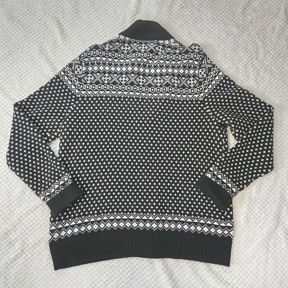 Tommy Hilfiger Men's Sweater Sz XL Zip Up Black White Graphic Print Wool Blend - Picture 6 of 16